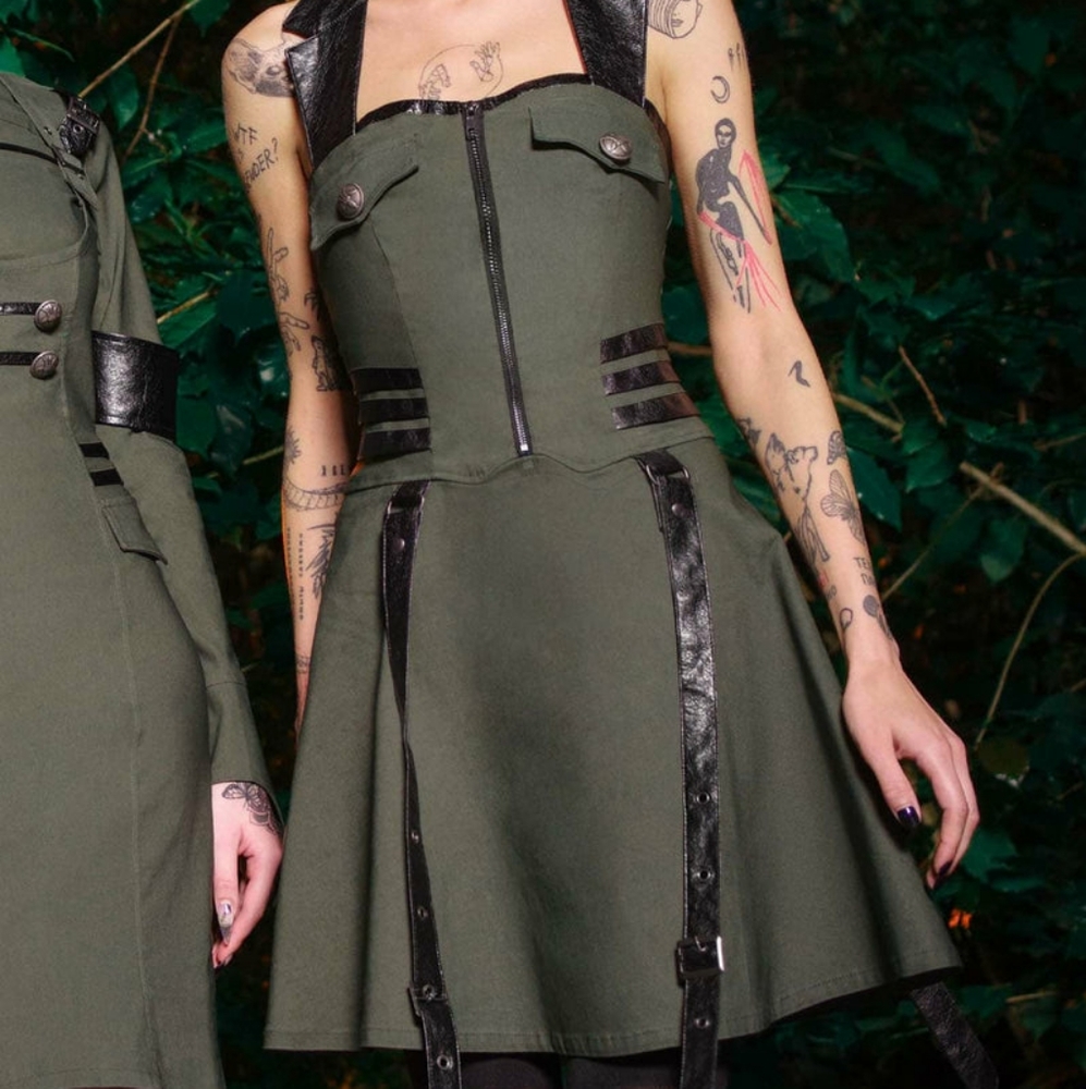 Killstar Psy-Ops Halter Dress [Khaki]